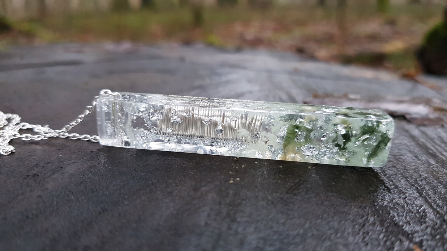 Colgante de orgonita con la combinación de cristales más poderosa, Moldavita, Herkimer, Diamantes, Rodosita, punta de cuarzo, plata