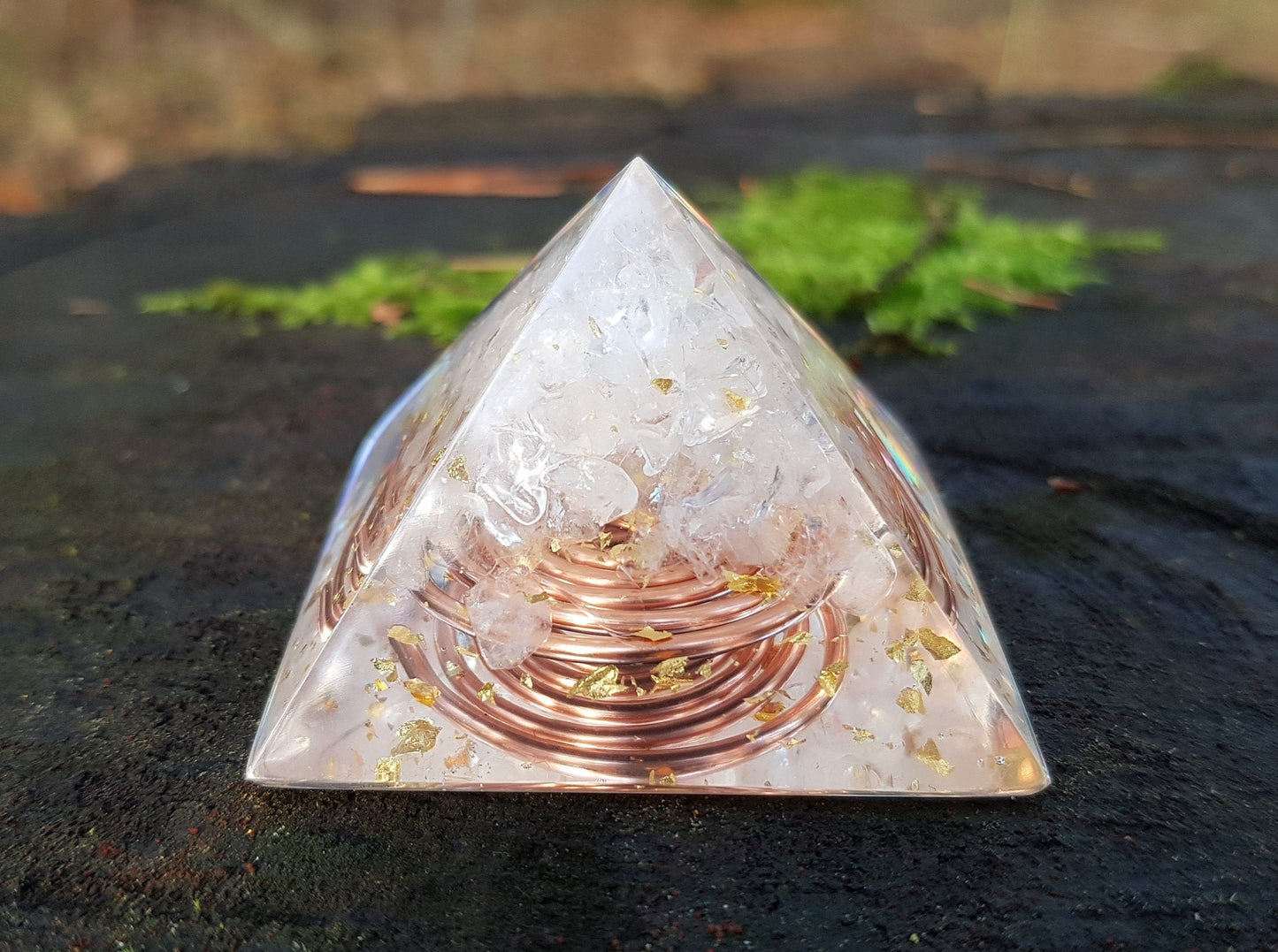 Orgonite Pyramid, Clear quartz - third eye, meditation