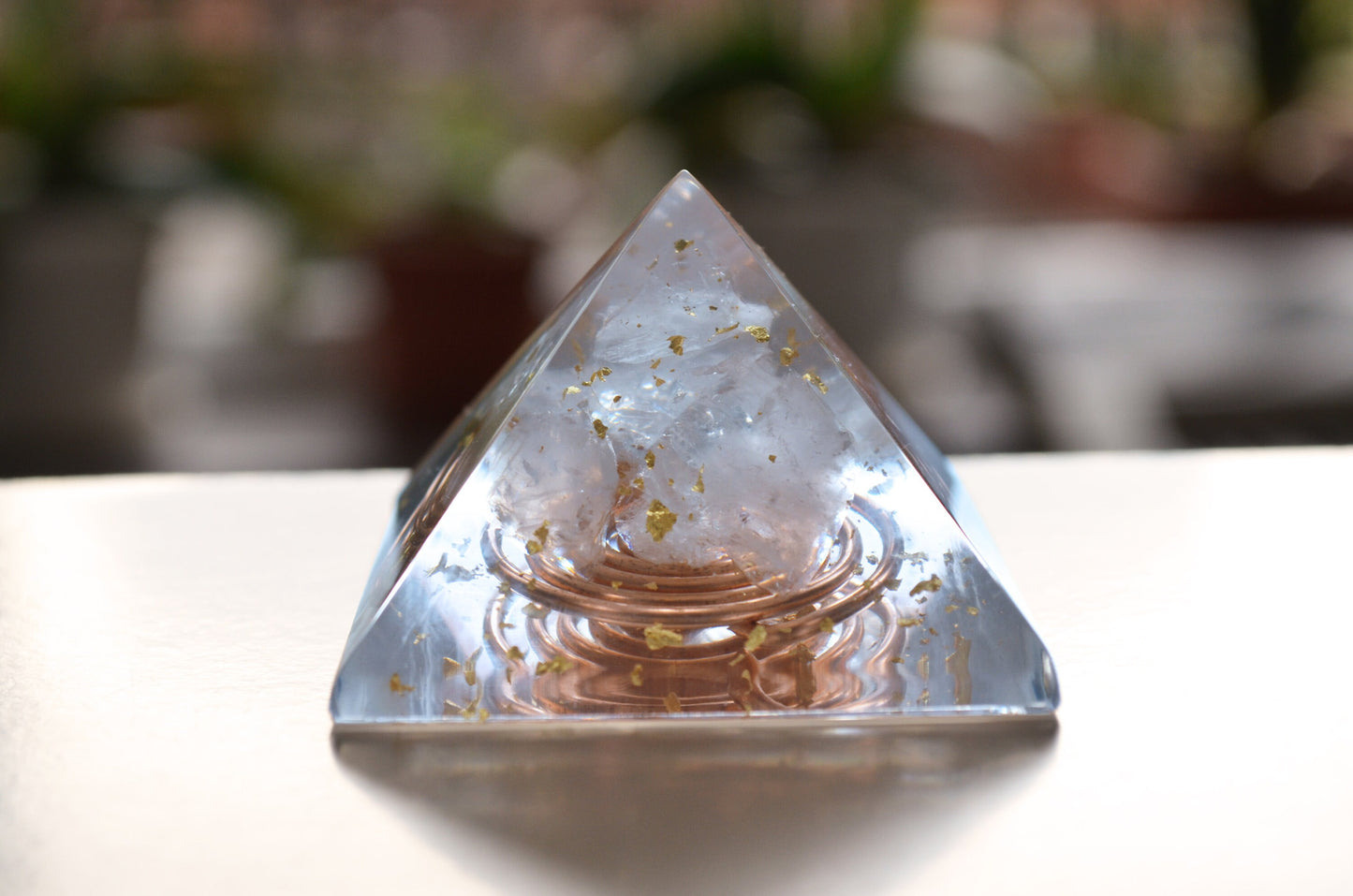 Orgonite Pyramid, Clear quartz - third eye, meditation