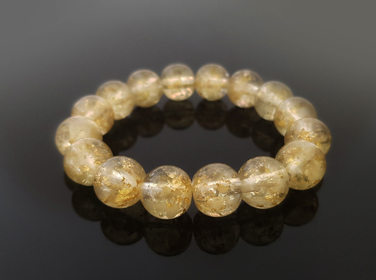 Orgonite orgone bracelet, citrine and 24k gold orgone beads, wealth lucky charm with lot of real 24k gold