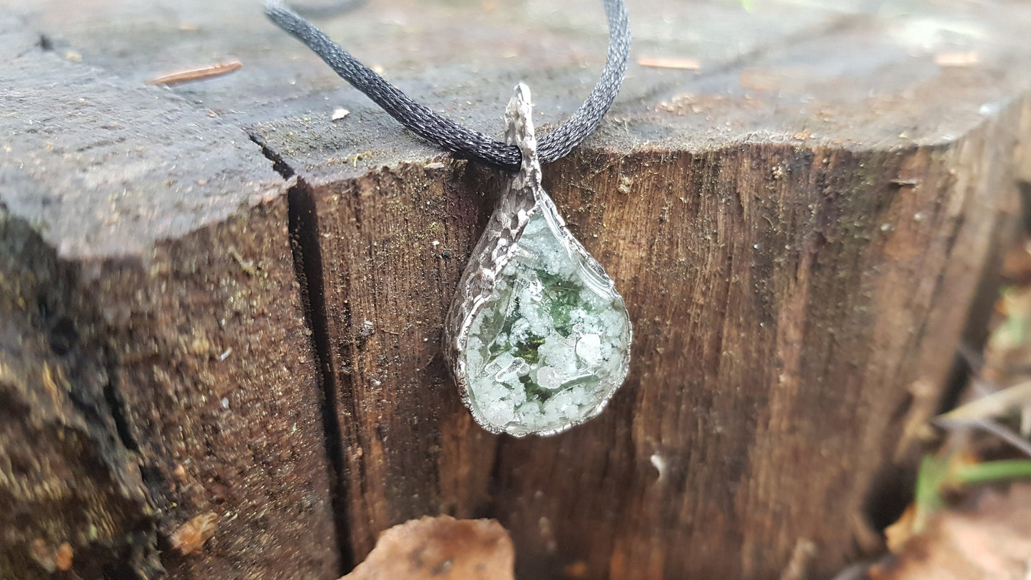 Collar colgante de orgonita, Plata, combinación más poderosa, Diamantes, Herkimer, Moldavita.