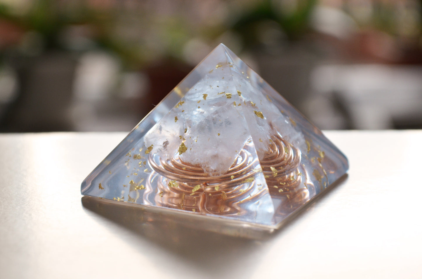 Orgonite Pyramid, Clear quartz - third eye, meditation