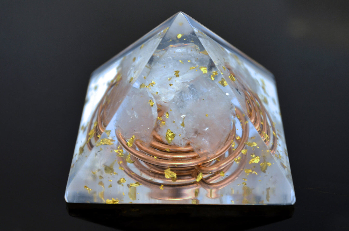 Orgonite Pyramid, Clear quartz - third eye, meditation