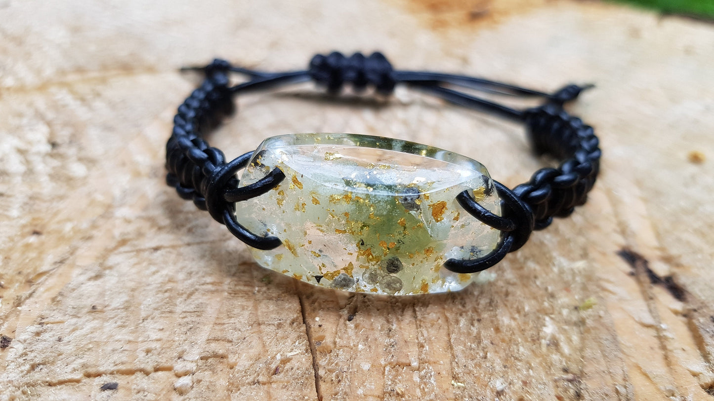 Orgonite bracelet, Most powerful, 24k gold, Diamonds, Herkimer, Moldavite, glow in the dark