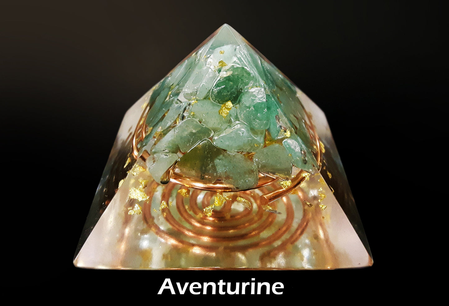 Orgonite Pyramid with Green aventurine and 24k gold