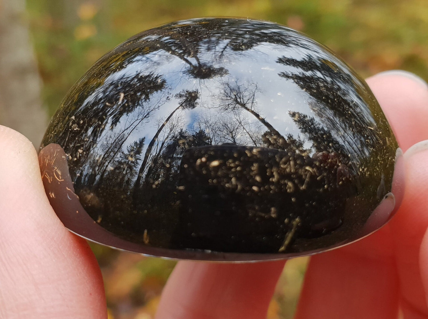 Black Sun pocket Orgonite orgone dome / hemisphere. Black tourmaline, Elite Shungite, brass. EMF protection