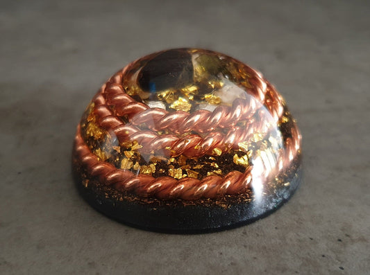Orgonite dome / hemisphere, Powerful programmed amulet with 3 Tensor rings