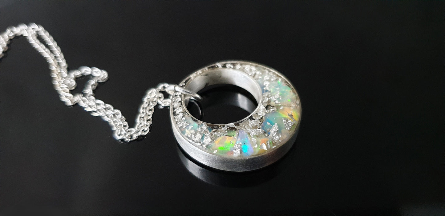 Colgante de orgonita - collar, amuleto, encanto, poderoso amuleto de plata de primera ley con ópalo natural