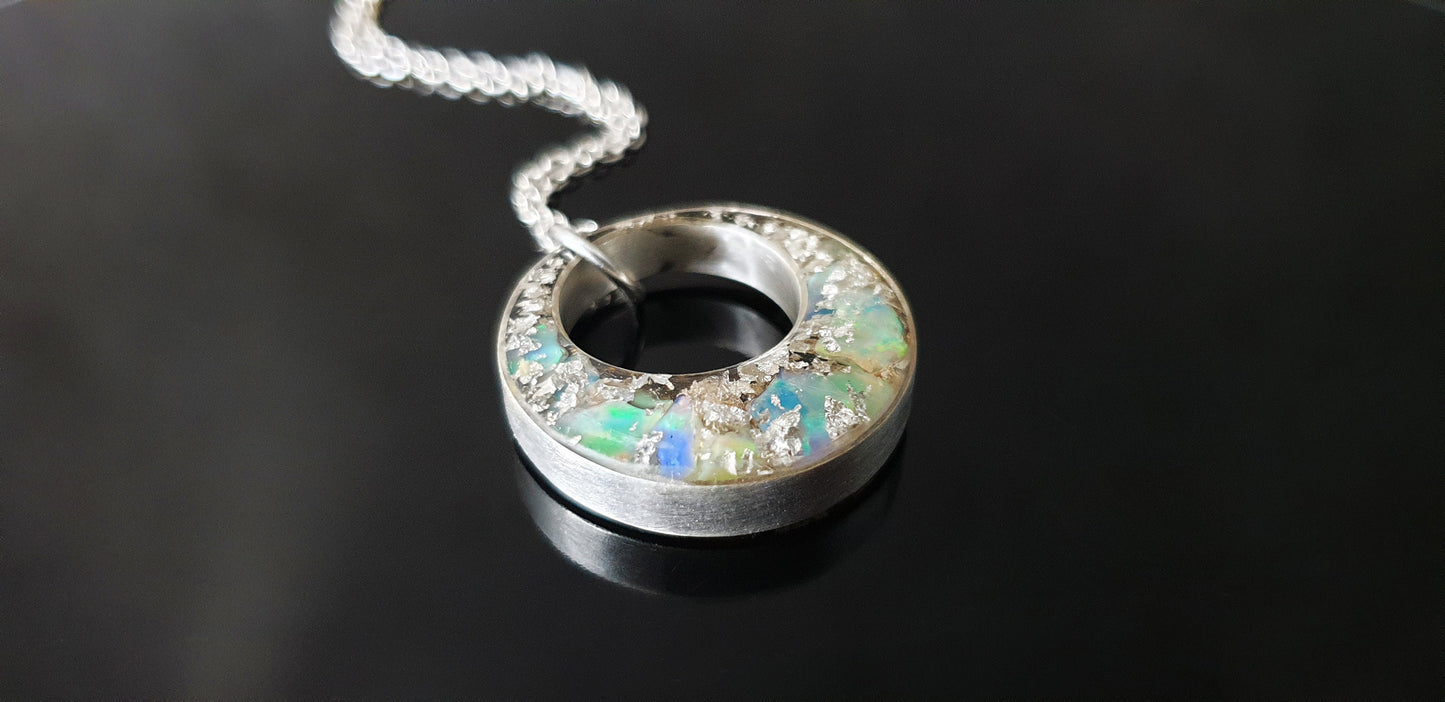 Colgante de orgonita - collar, amuleto, encanto, poderoso amuleto de plata de primera ley con ópalo natural