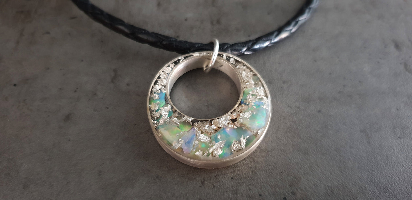 Colgante de orgonita - collar, amuleto, encanto, poderoso amuleto de plata de primera ley con ópalo natural