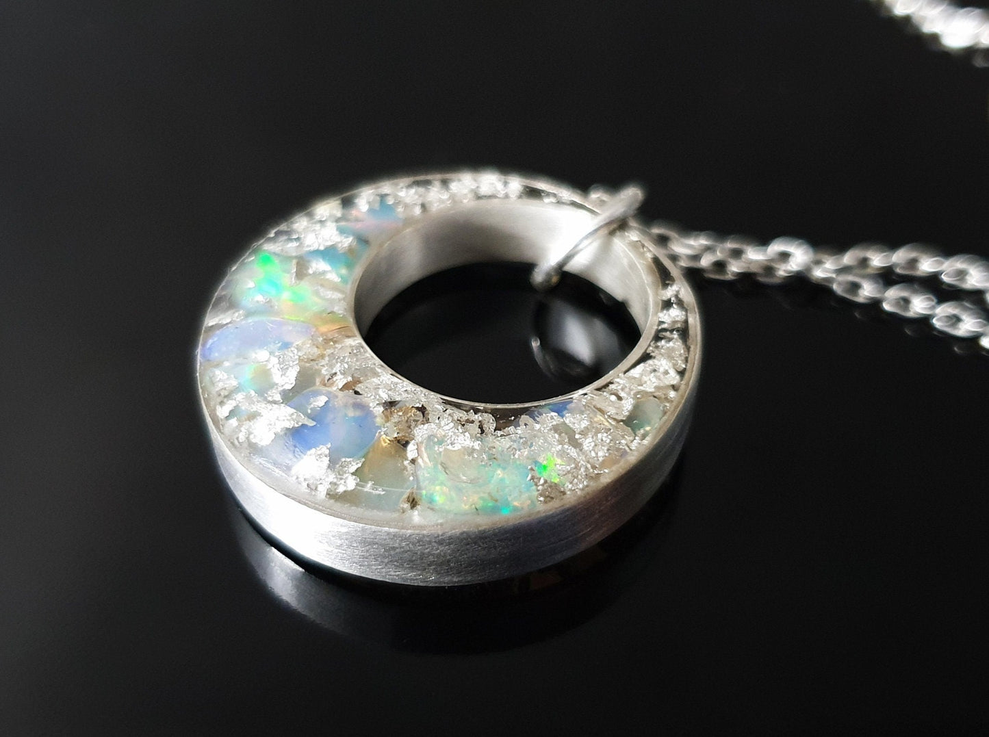 Colgante de orgonita - collar, amuleto, encanto, poderoso amuleto de plata de primera ley con ópalo natural