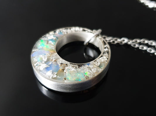 Colgante de orgonita - collar, amuleto, encanto, poderoso amuleto de plata de primera ley con ópalo natural