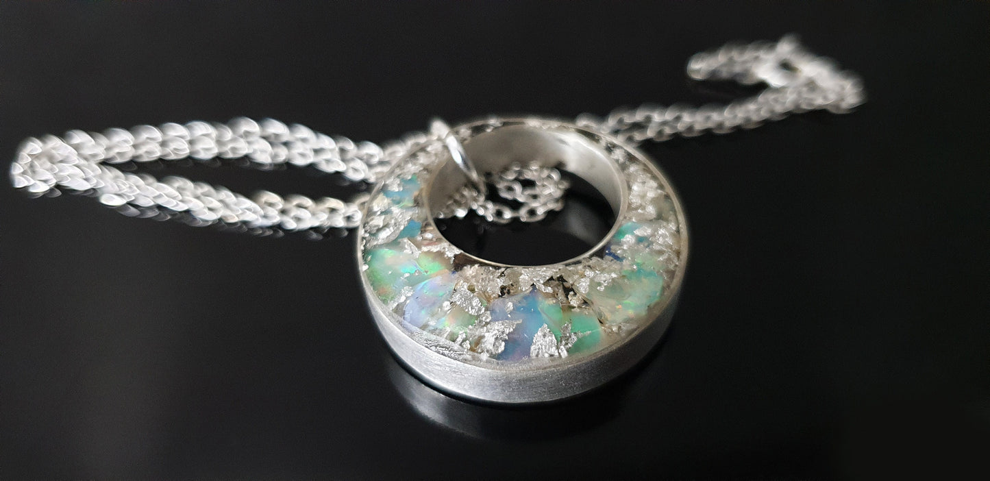 Colgante de orgonita - collar, amuleto, encanto, poderoso amuleto de plata de primera ley con ópalo natural