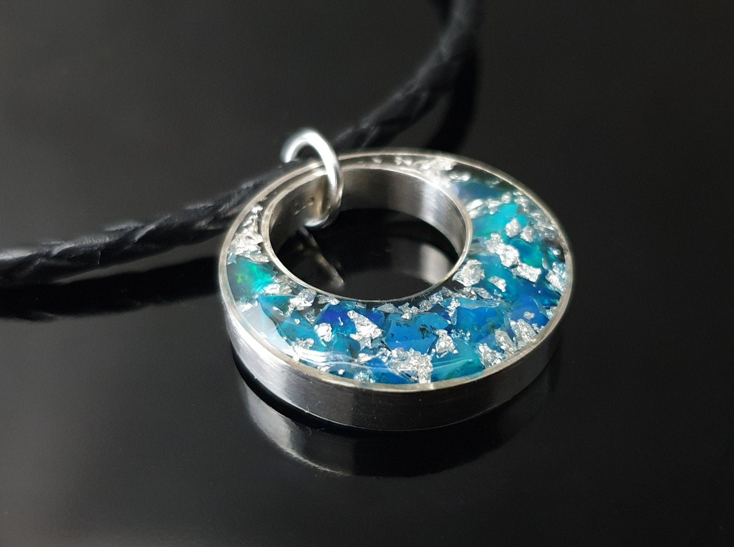 Colgante de orgonita orgonita - collar con ópalo azul y plata, amuleto poderoso, altas vibraciones