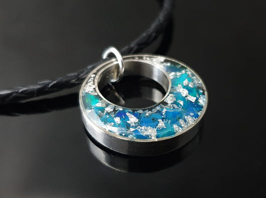 Colgante de orgonita orgonita - collar con ópalo azul y plata, amuleto poderoso, altas vibraciones