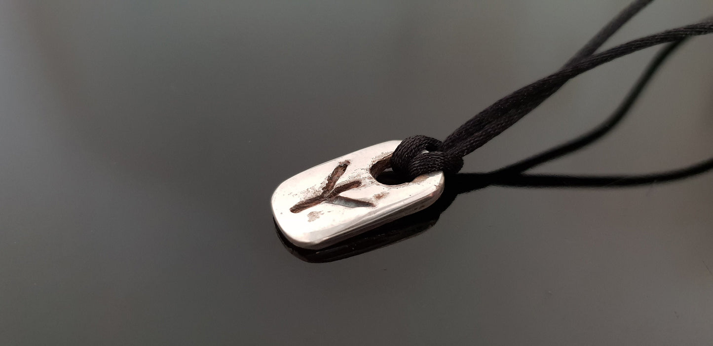 Protective Algiz rune amulet charm. Viking rune silver pendant. Programmed for protection.