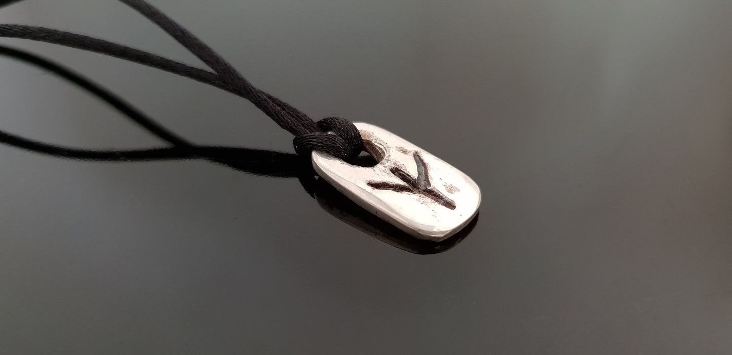 Protective Algiz rune amulet charm. Viking rune silver pendant. Programmed for protection.