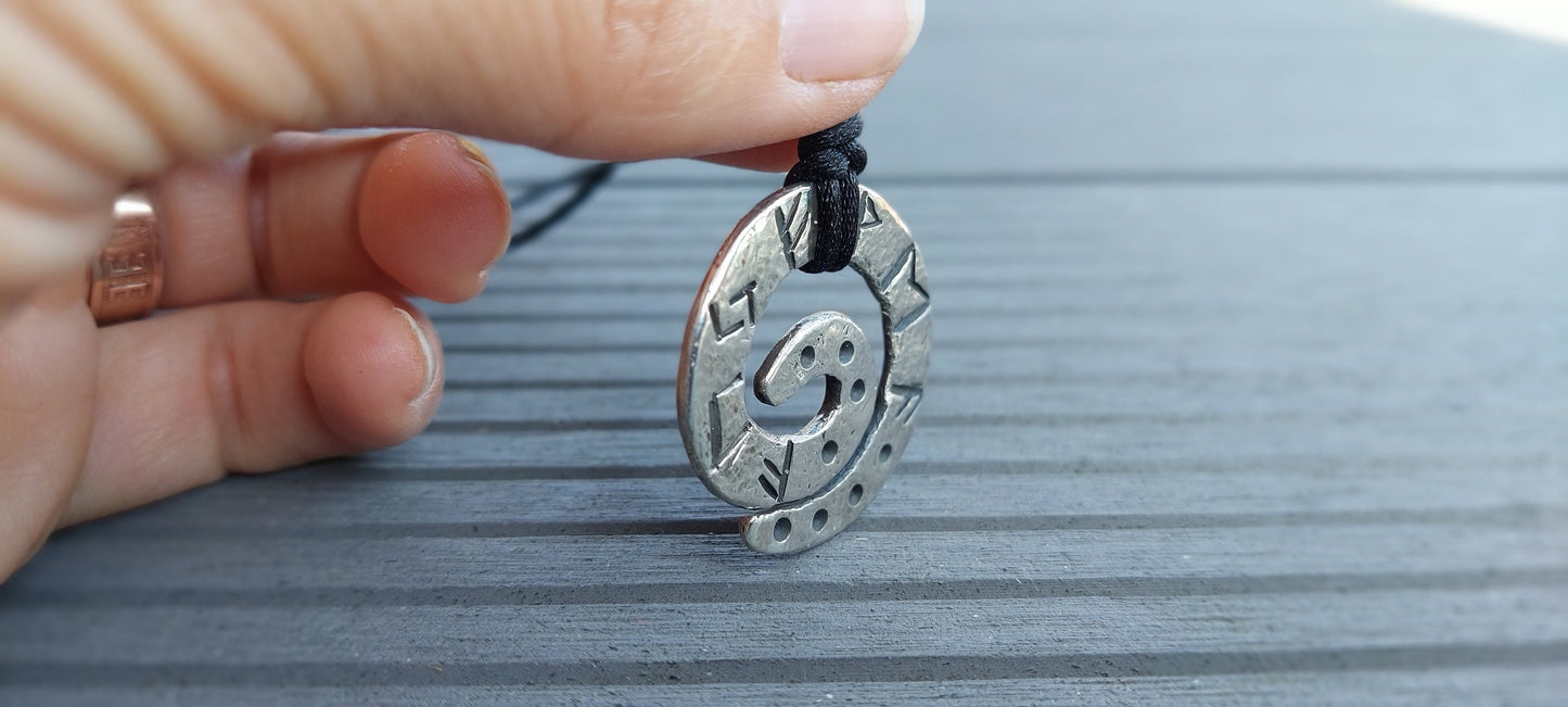 Silver Money amulet with celtic runes formula. Viking wealth pendant talisman