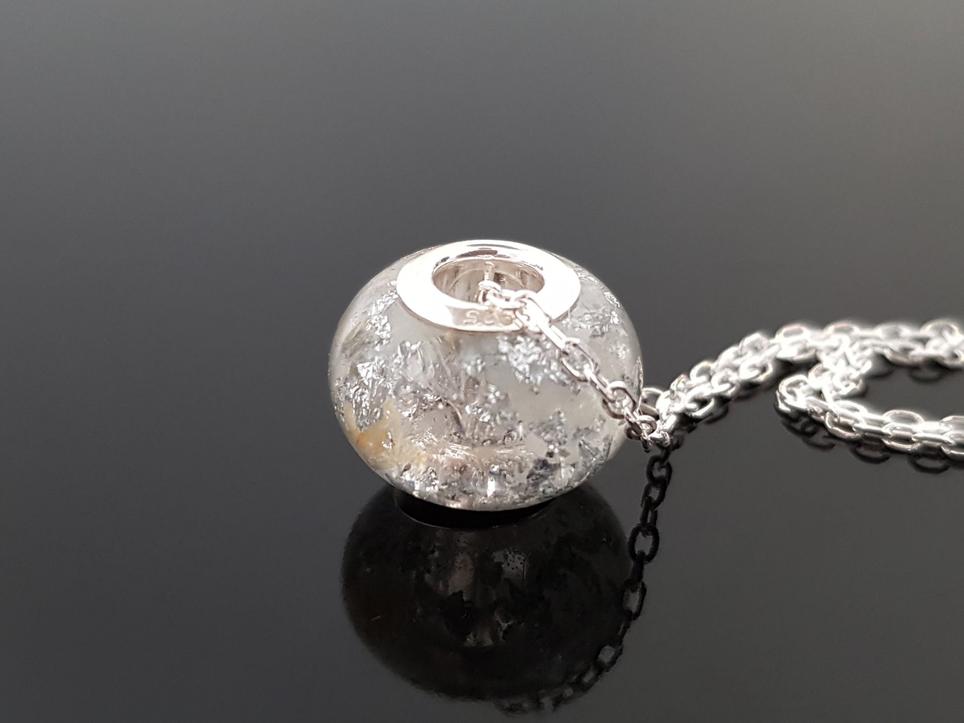 Orgone Orgonite pendant, bracelet, charm bead, High vibrations, silver, Herkimer, Danburite, Diamonds, glow in dark