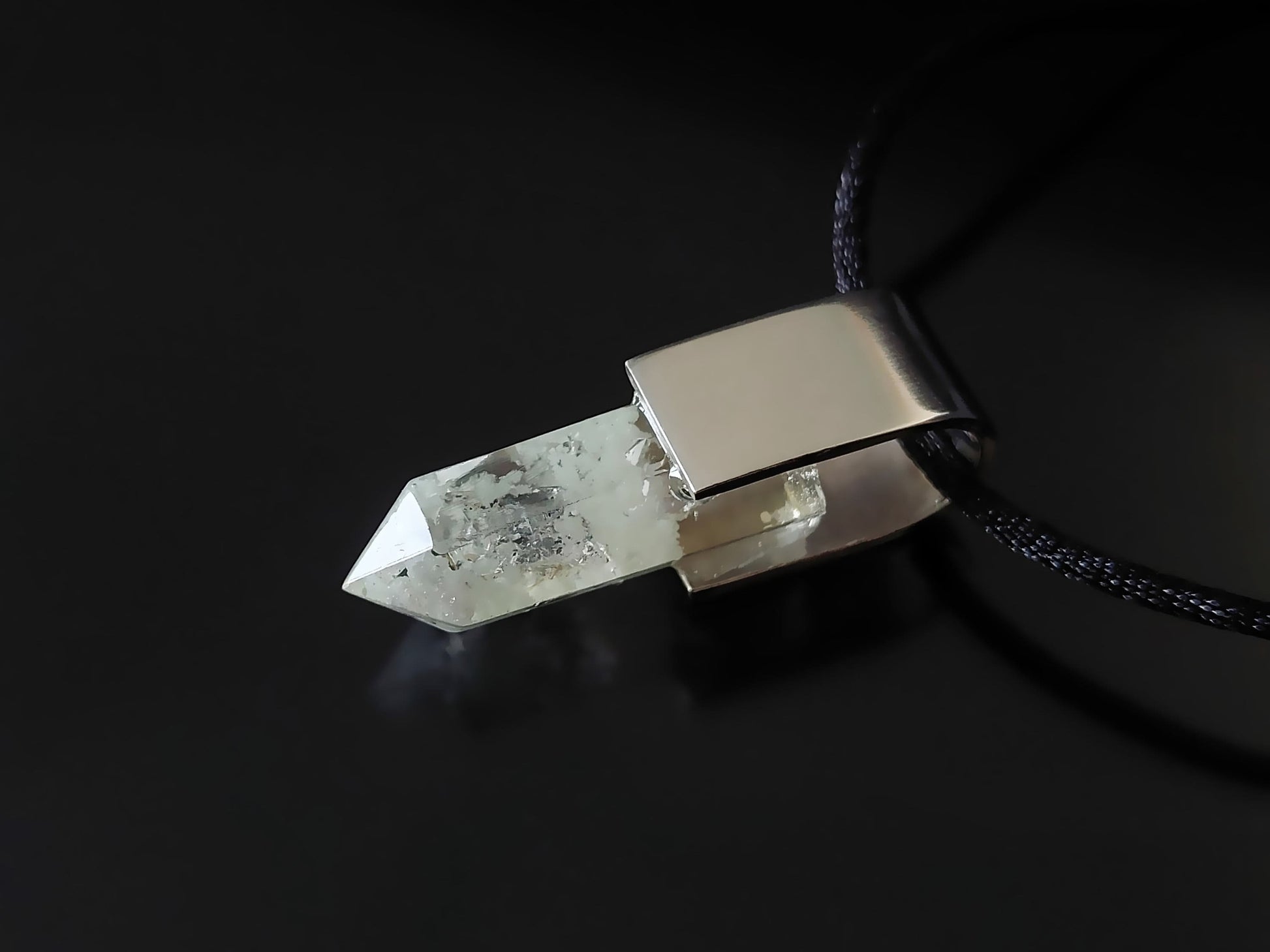 Orgonite orgone pendant necklace. High vibration crystals, 925 silver, Reiki, Magic amulet charm, glow in the dark