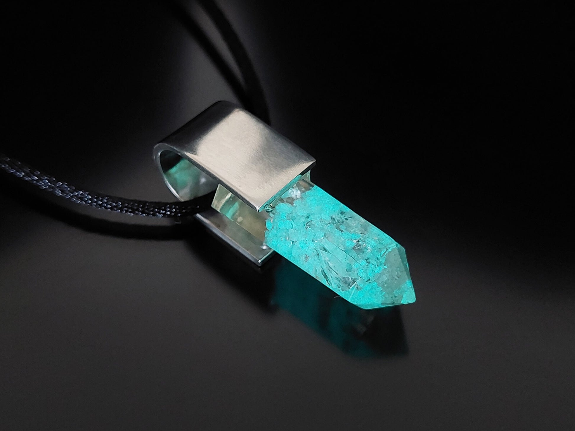 Orgonite orgone pendant necklace. High vibration crystals, 925 silver, Reiki, Magic amulet charm, glow in the dark