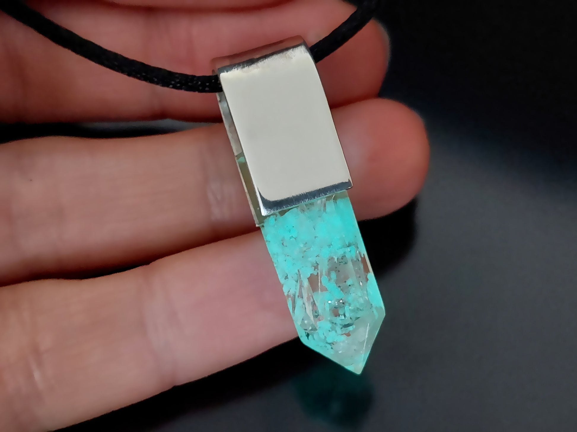 Orgonite orgone pendant necklace. High vibration crystals, 925 silver, Reiki, Magic amulet charm, glow in the dark