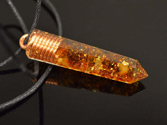 Orgonite orgone pendant necklace, Baltic Amber, 24k gold, Healing, Wealth, Protection, Reiki, Magic, Alchemy amulet