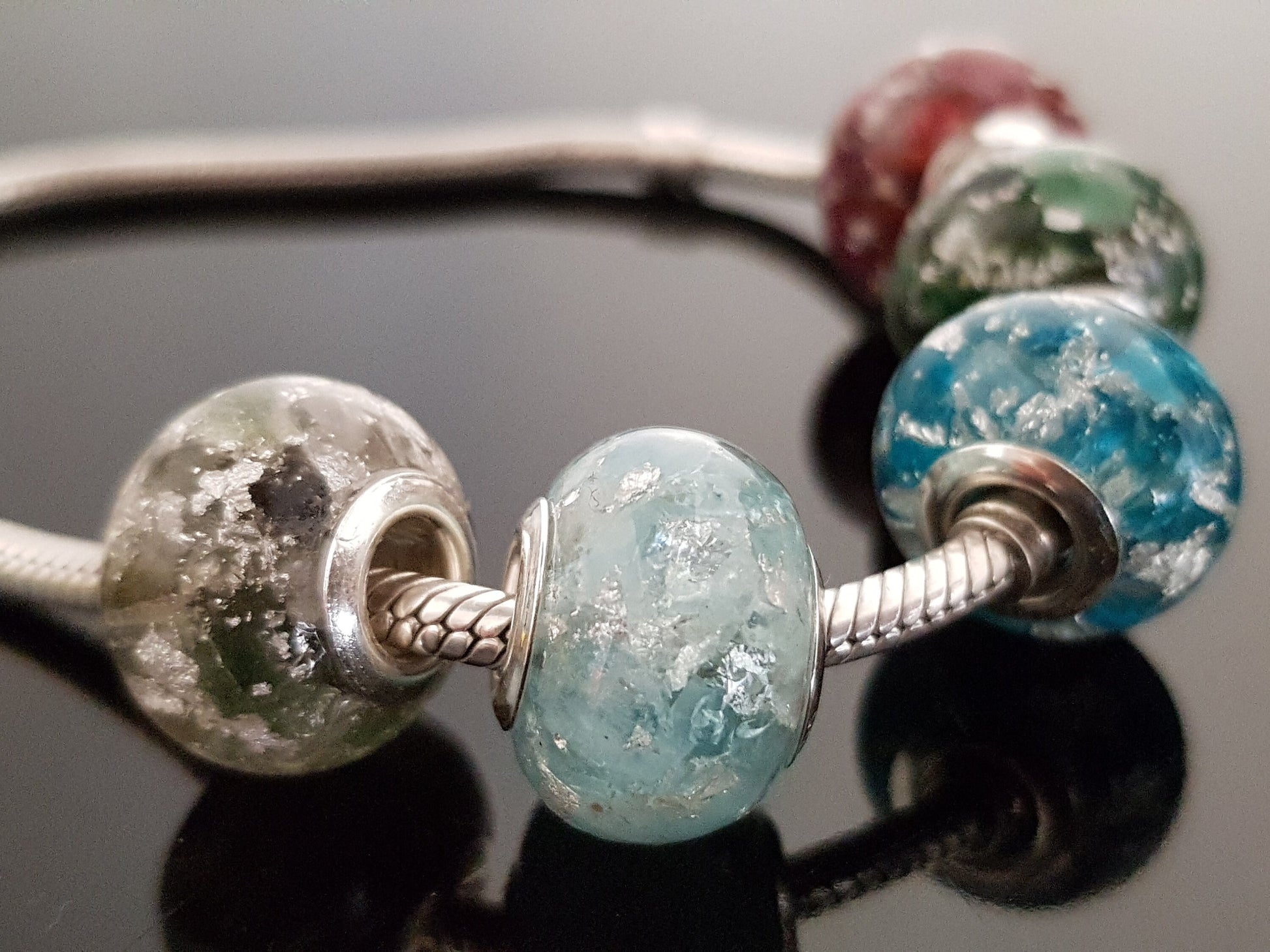 Orgonite orgone pendant, charm bead, bracelet. Natural Aquamarine. Sterling silver, Reiki chakra healing