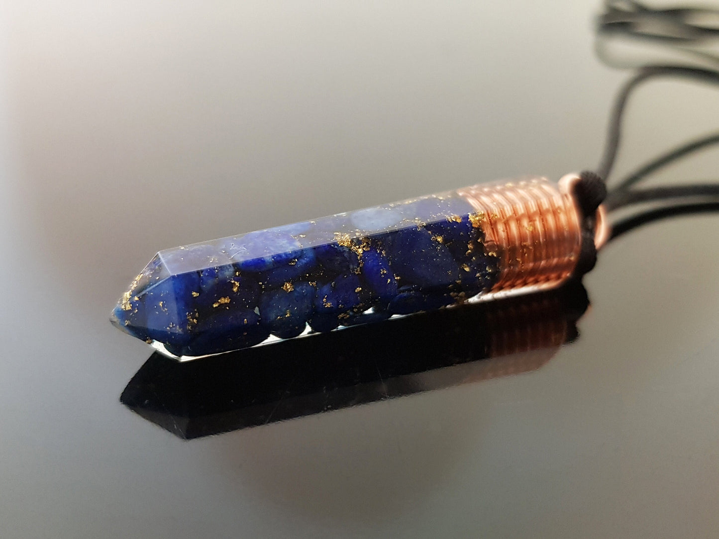 Orgonite orgone Pendant necklace, Lapis Lazuli, 24k gold, Reiki, magic amulet, talisman, chakra healing, third eye opening