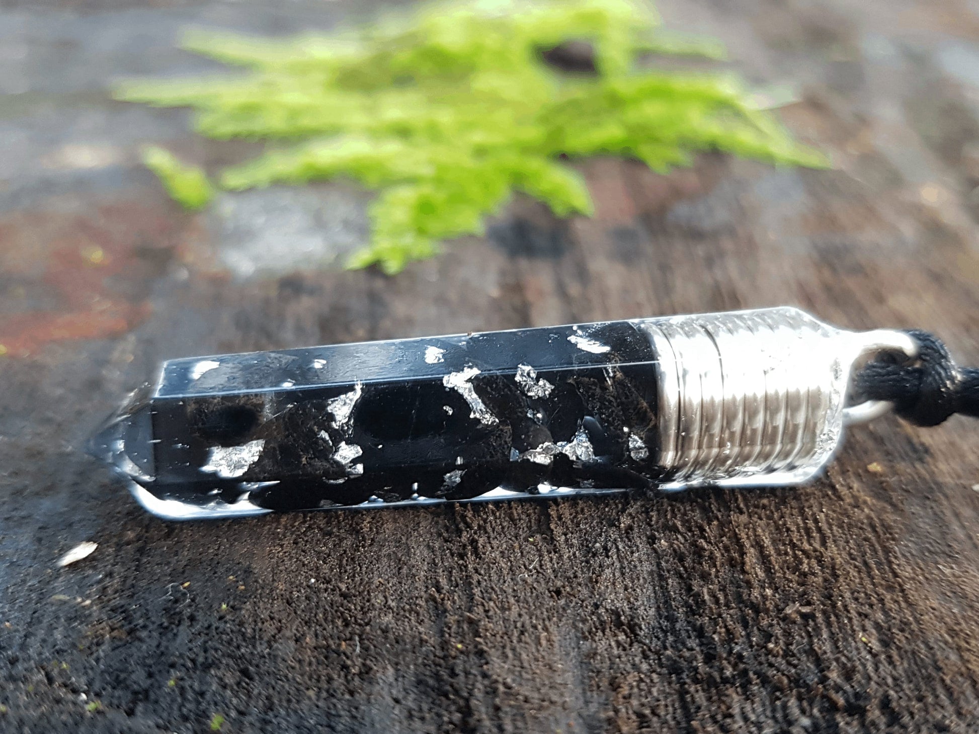 Orgonite pendant, Black tourmaline, 925 silver, Reiki orgone necklace, protective amulet, strong EMF 5G protection