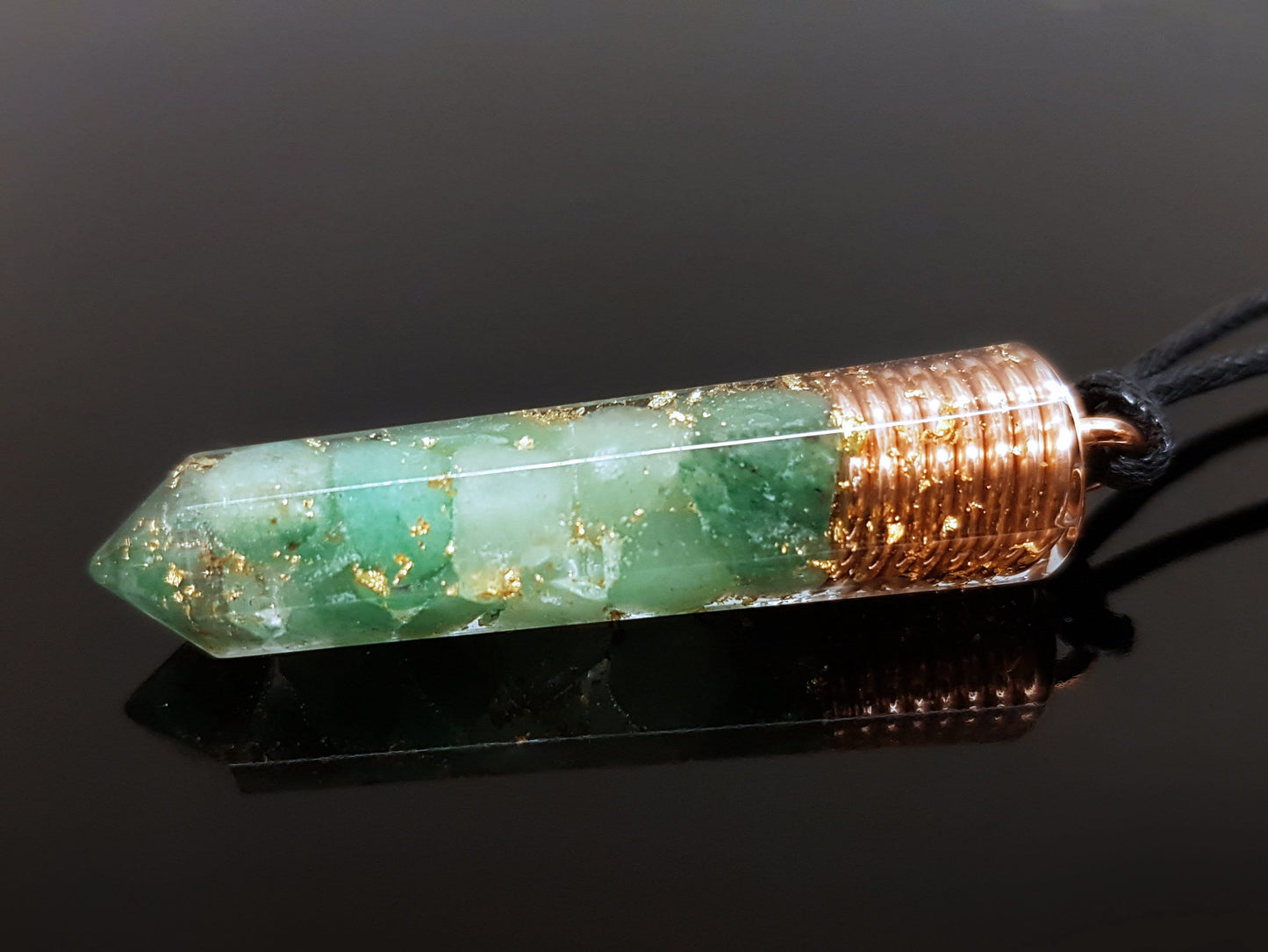 Aventurine Orgone Orgonite pendant necklace, 24k gold, Powerful Reiki chakra crystal healing, magic amulet