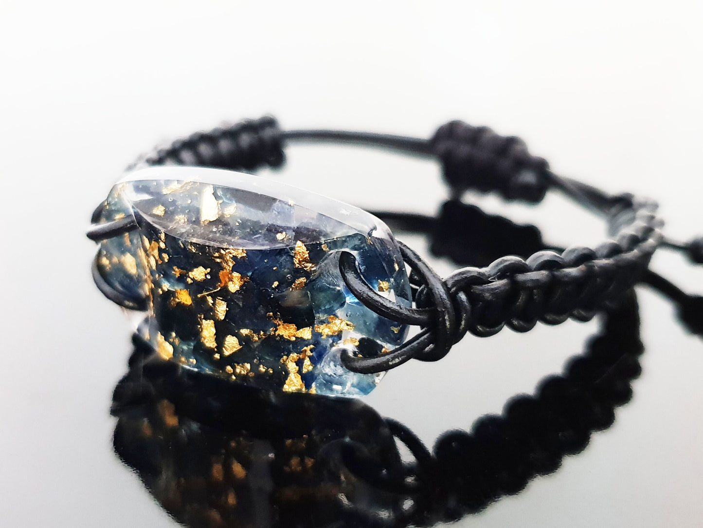 Orgone orgonite bracelet, Natural Blue Sapphire, Magic amulet. Reiki crystal healing, high vibrations, manifestation