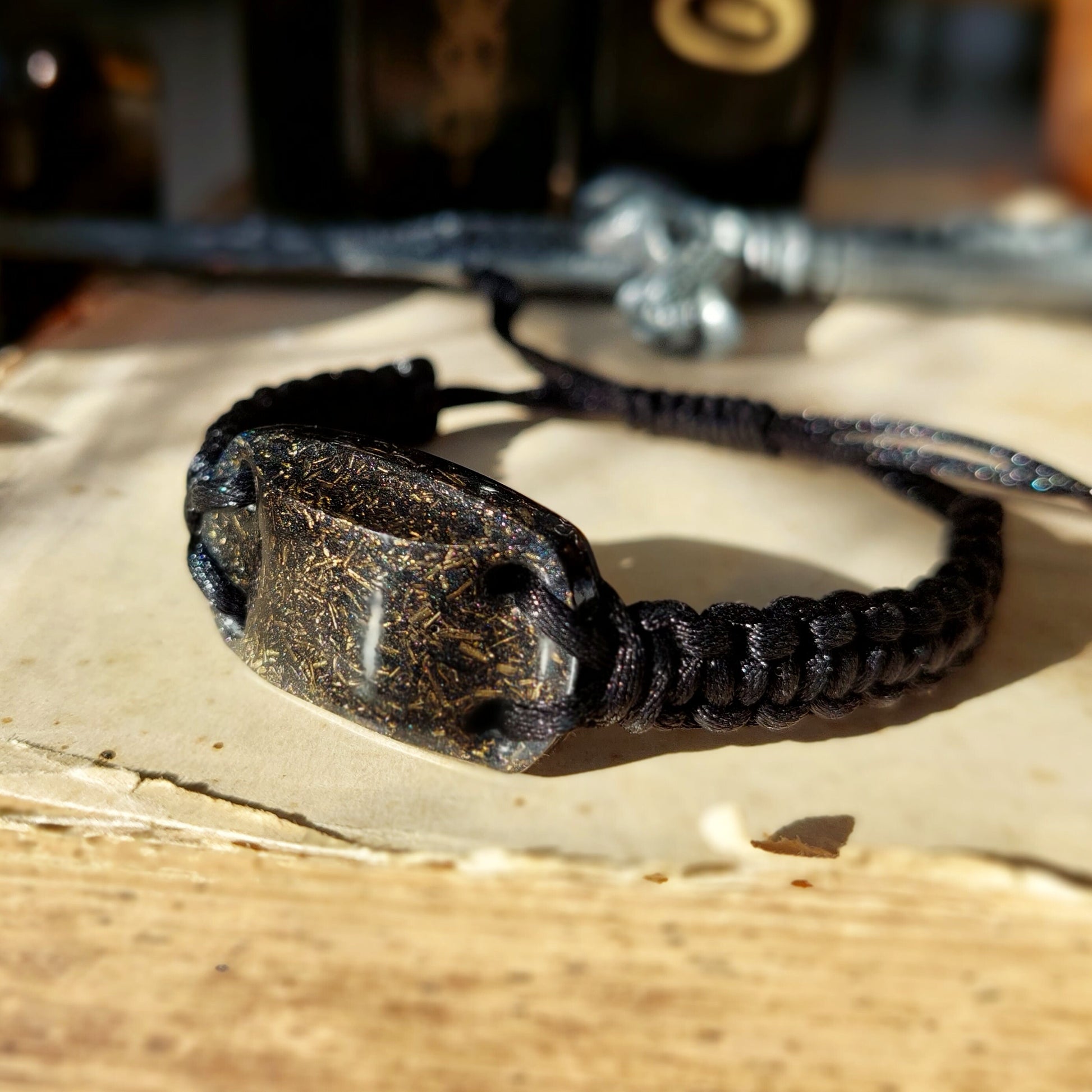 Orgonite bracelet. Black Sun orgone bracelet. Herkimer, Elite Shungite, Black Tourmaline, 24k gold, brass