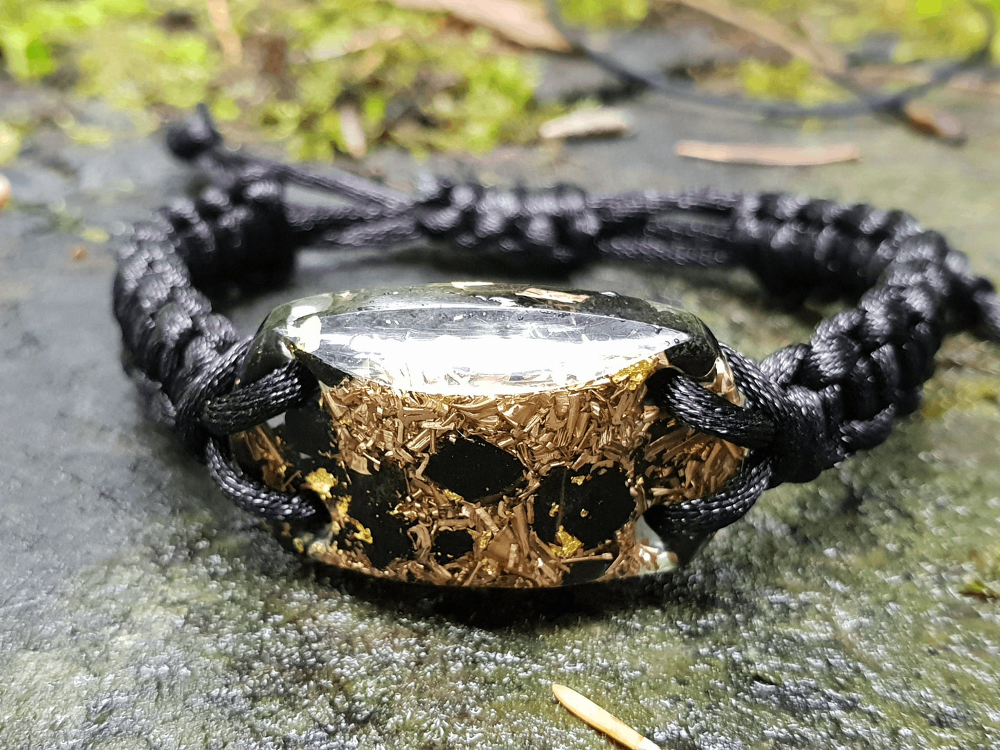 Elite Shungite Orgonite orgone bracelet, Black Tourmaline, brass, 24k gold, EMF, 5G, powerful protection