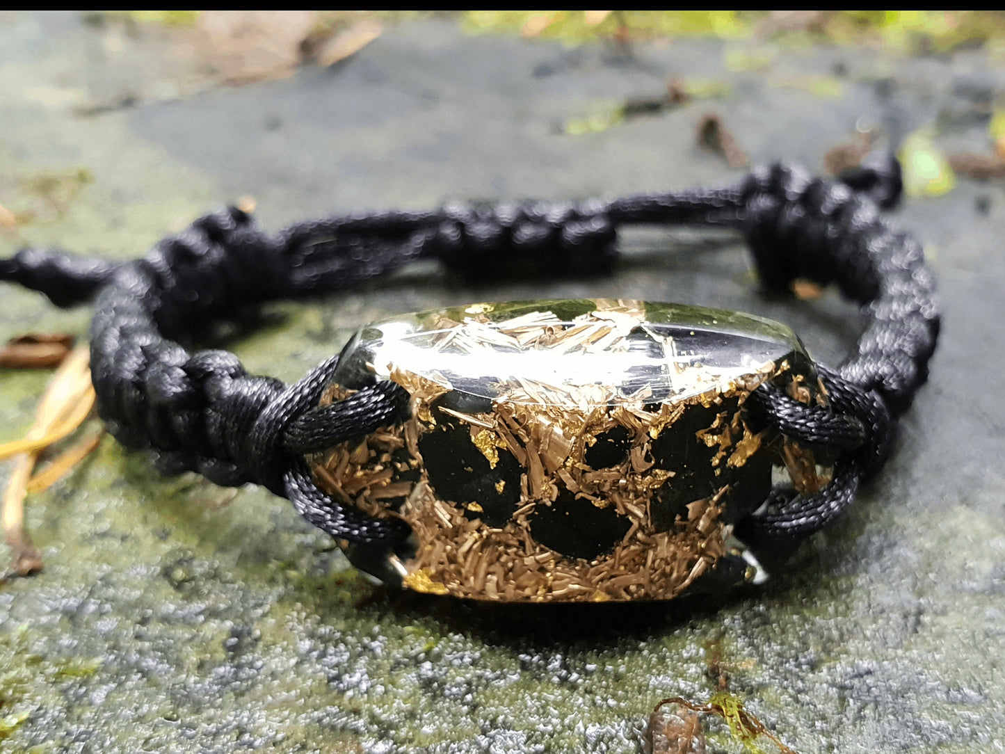 Elite Shungite Orgonite orgone bracelet, Black Tourmaline, brass, 24k gold, EMF, 5G, powerful protection