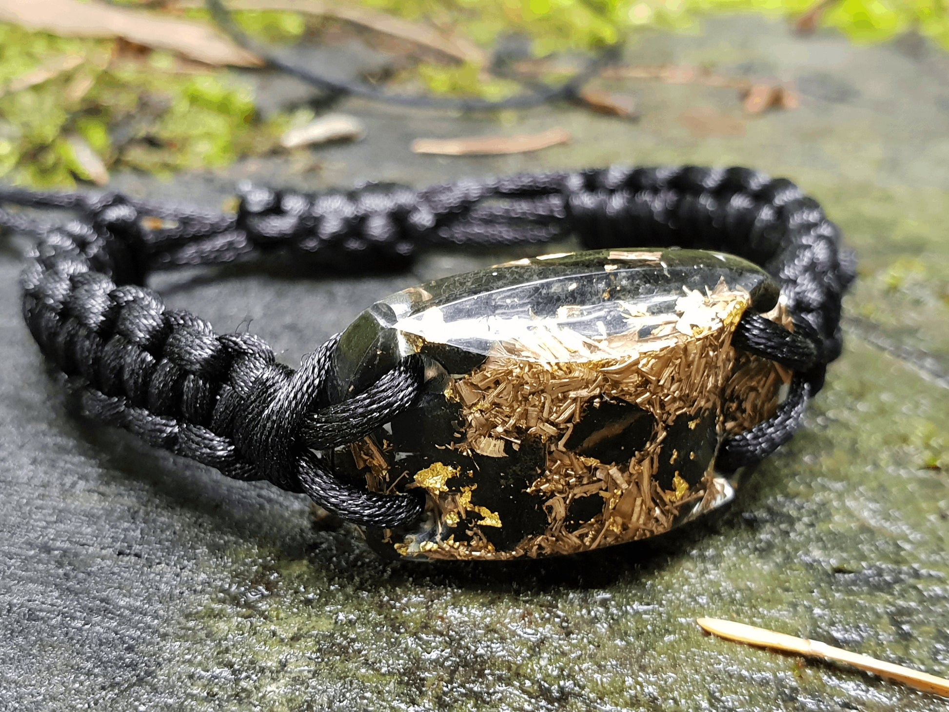 Elite Shungite Orgonite orgone bracelet, Black Tourmaline, brass, 24k gold, EMF, 5G, powerful protection