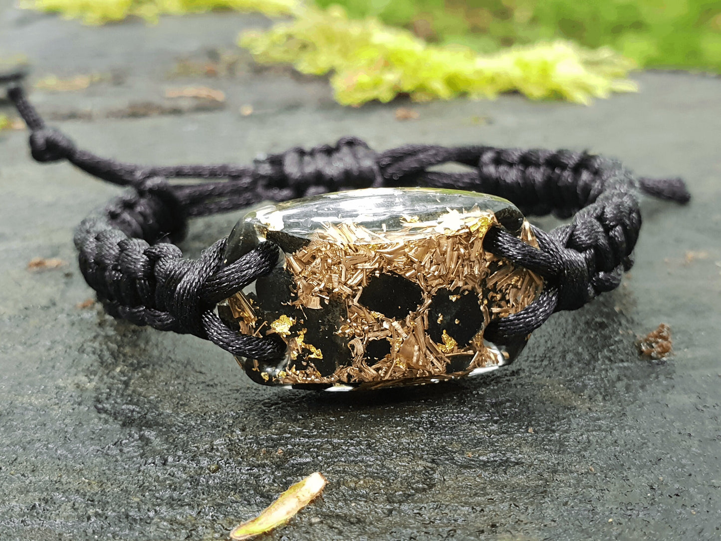 Elite Shungite Orgonite orgone bracelet, Black Tourmaline, brass, 24k gold, EMF, 5G, powerful protection