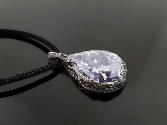 Orgone Orgonite pendant necklace, Silver, Natural Tanzanite orgonite, Reiki crystal amulet, chakra healing