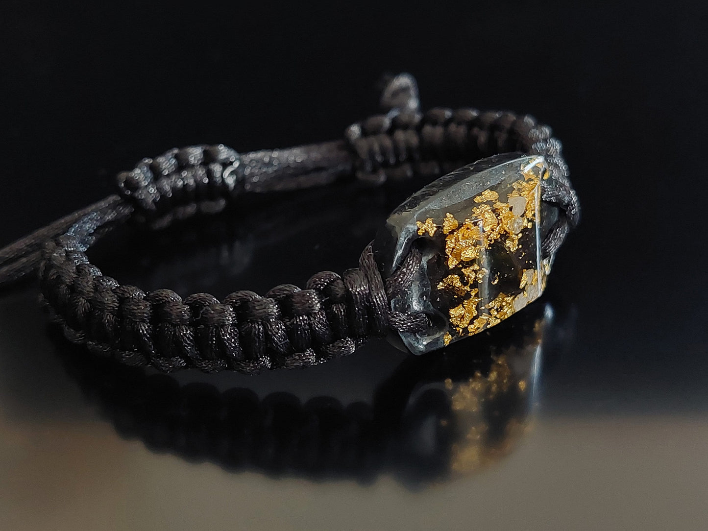 Orgonite bracelet - Moldavite, Herkimer, black Tourmaline, Elite Shungite, 24k gold, brass