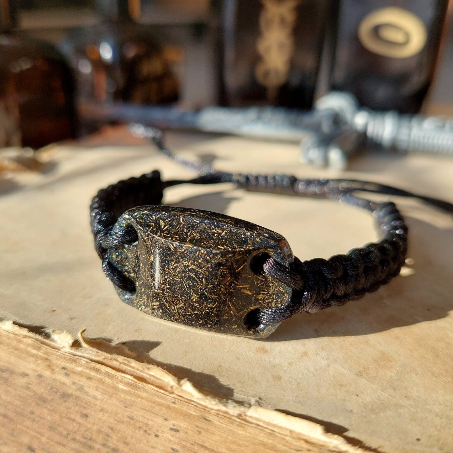Orgonite bracelet. Black Sun orgone bracelet. Herkimer, Elite Shungite, Black Tourmaline, 24k gold, brass