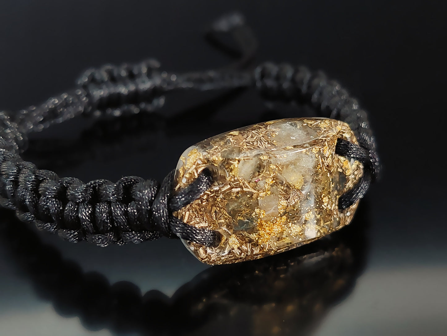 Citrine Orgonite bracelet, 24k gold, brass orgone bracelet