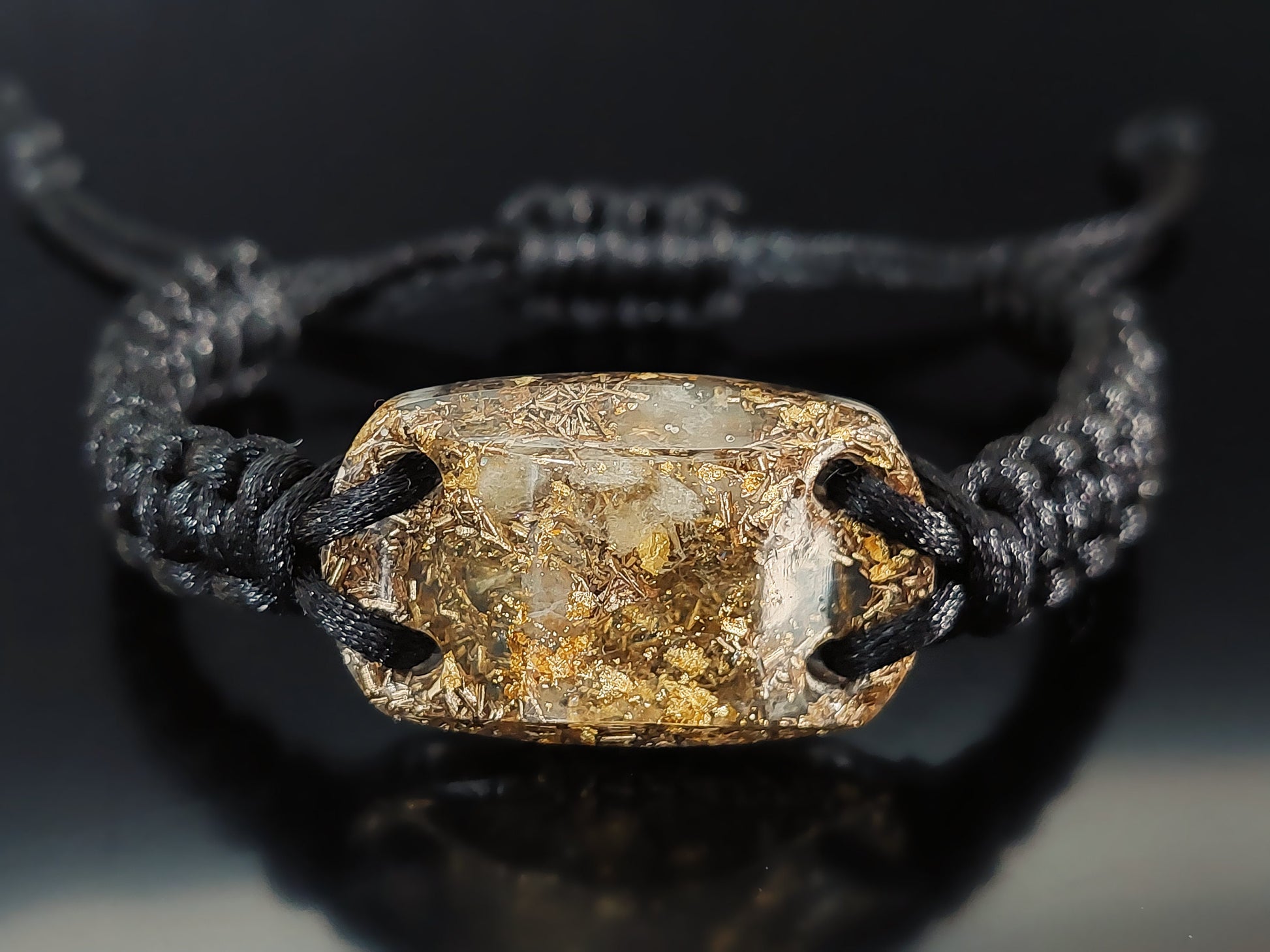 Citrine Orgonite bracelet, 24k gold, brass orgone bracelet