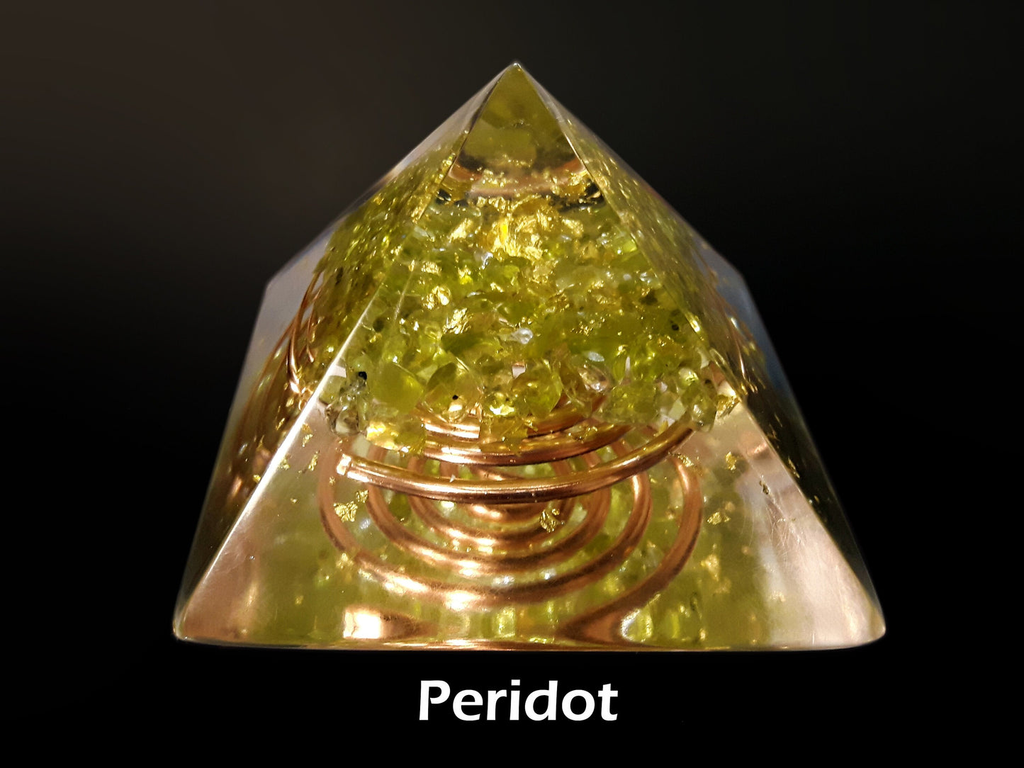 Orgone Orgonite Pyramid Peridot - Money, Wealth, Love, Manifestation, Meditation, heart chakra healing