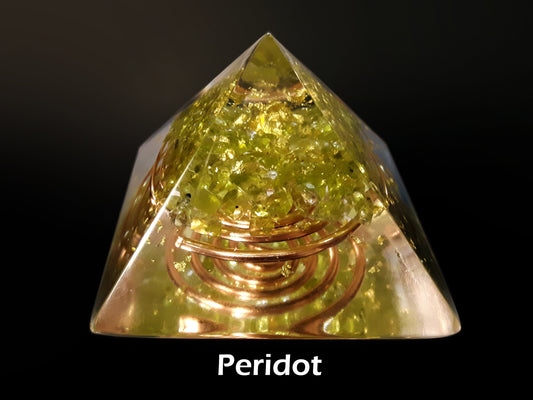 Orgone Orgonite Pyramid Peridot - Money, Wealth, Love, Manifestation, Meditation, heart chakra healing