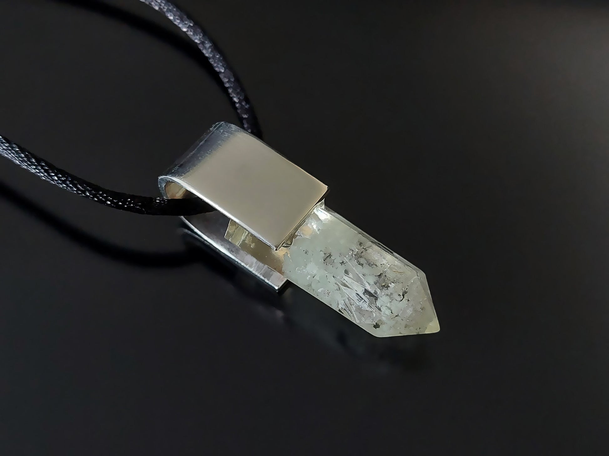 Orgonite orgone pendant necklace. High vibration crystals, 925 silver, Reiki, Magic amulet charm, glow in the dark