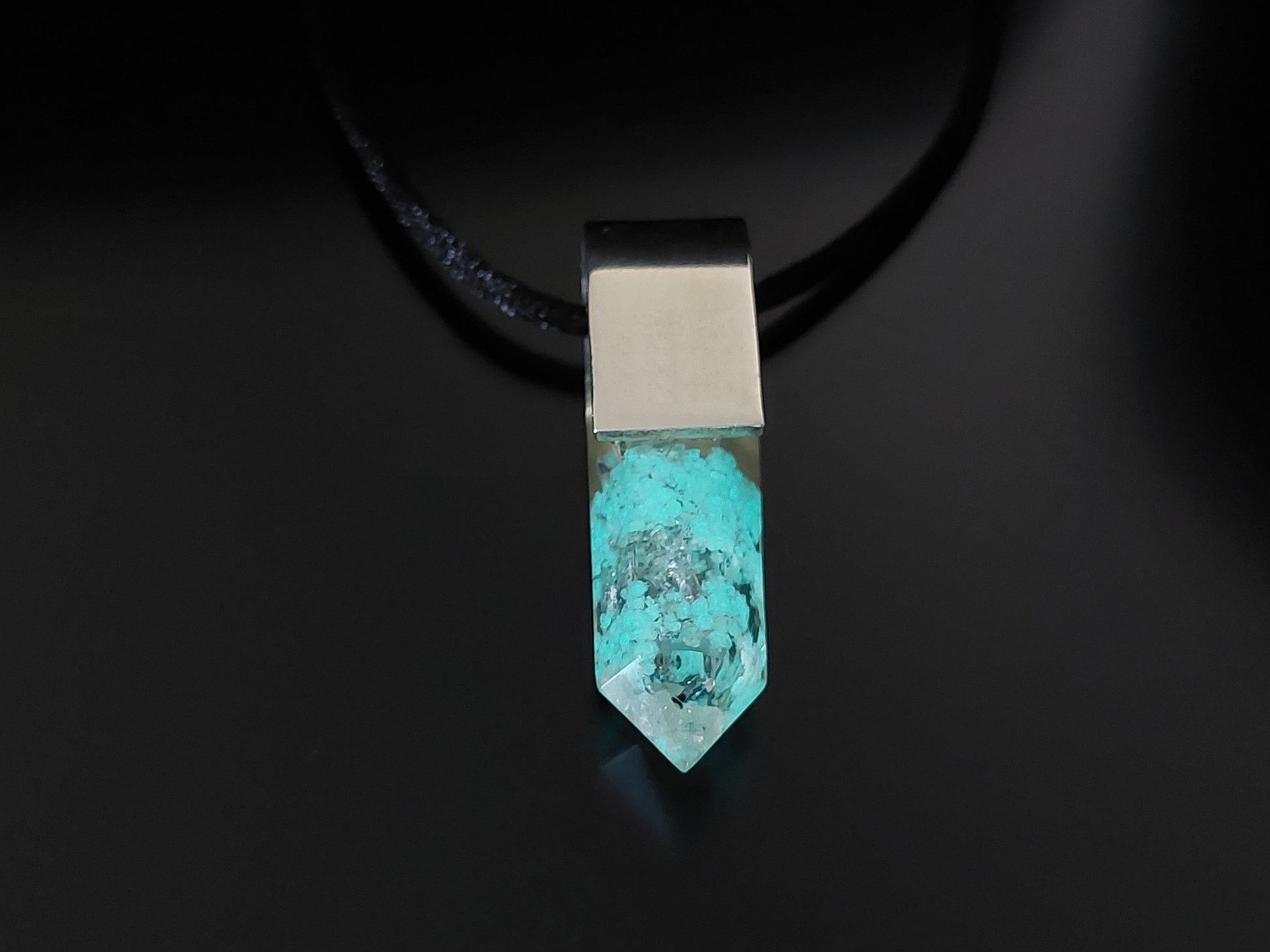 Orgonite orgone pendant necklace. High vibration crystals, 925 silver, Reiki, Magic amulet charm, glow in the dark