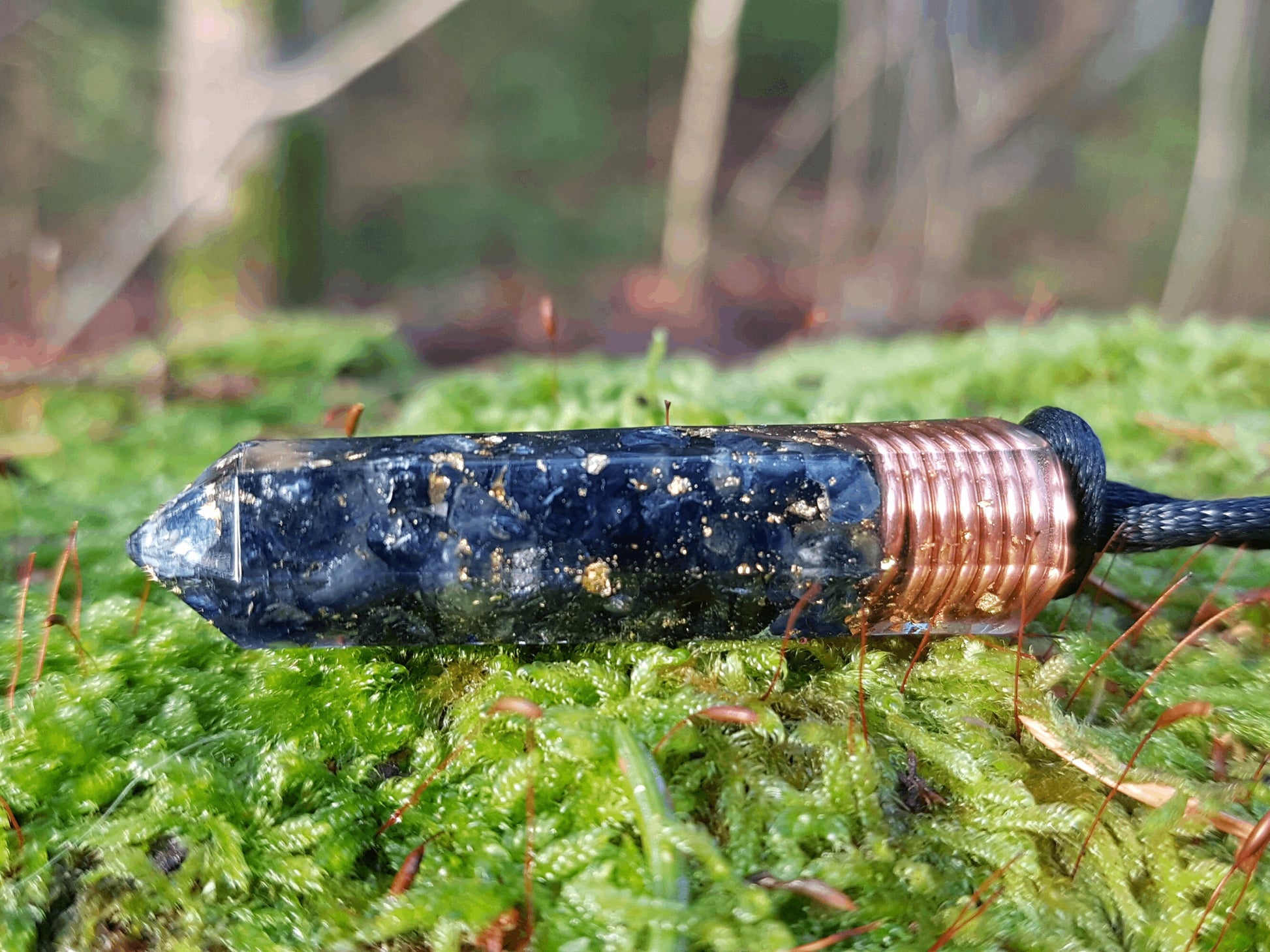 Orgonite Orgone pendant necklace - Natural Sapphire. Powerful Reiki, Magic, Alchemy amulet charm for your wishes