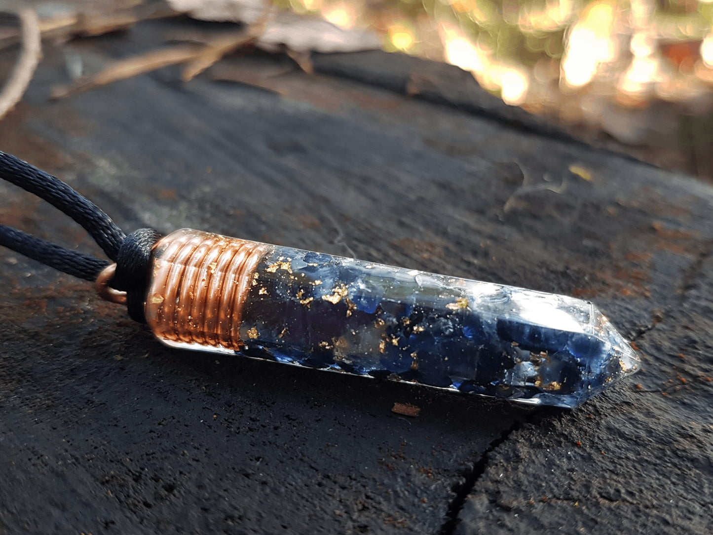 Orgonite Orgone pendant necklace - Natural Sapphire. Powerful Reiki, Magic, Alchemy amulet charm for your wishes