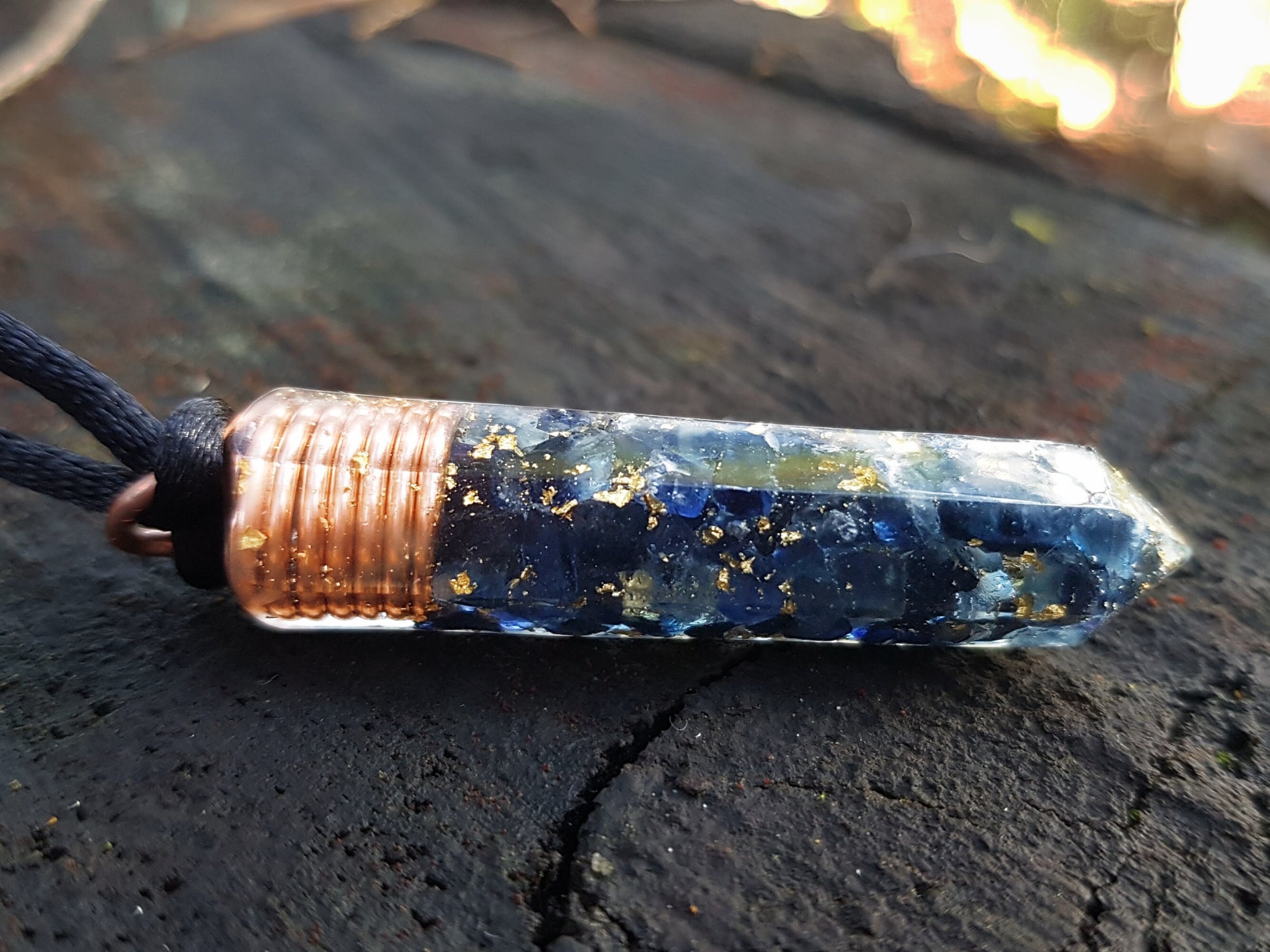 Orgonite Orgone pendant necklace - Natural Sapphire. Powerful Reiki, Magic, Alchemy amulet charm for your wishes