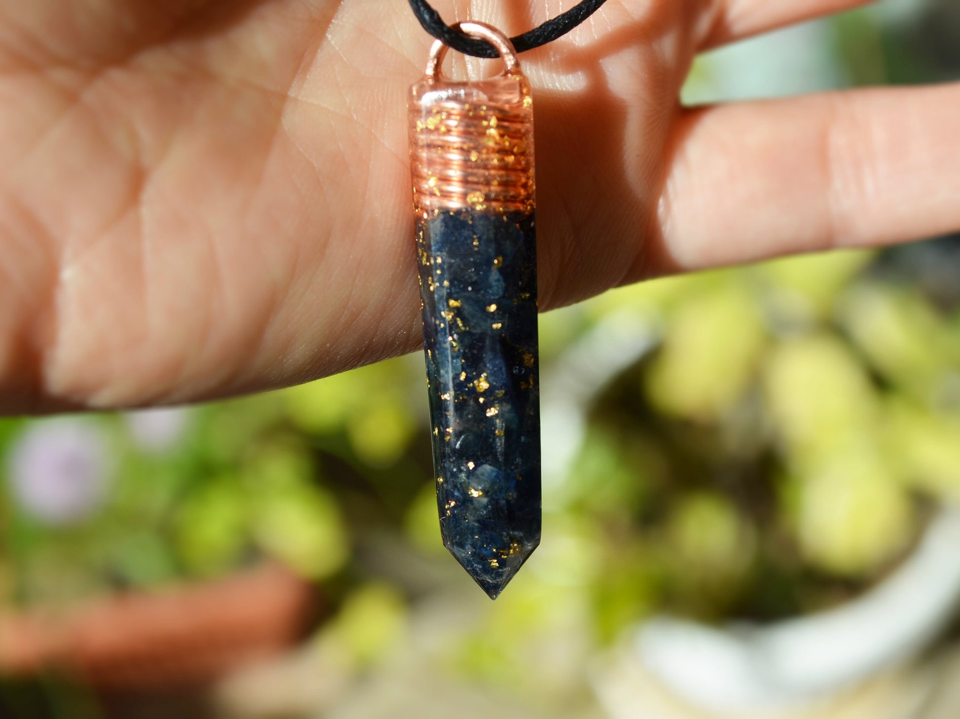 Orgonite Orgone pendant necklace - Natural Sapphire. Powerful Reiki, Magic, Alchemy amulet charm for your wishes